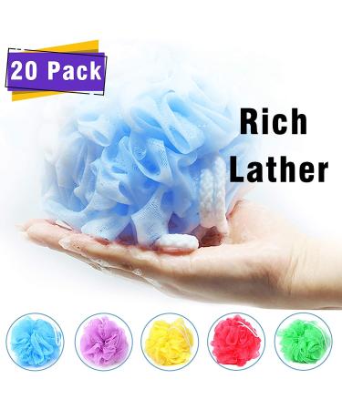 20pcs Mini Shower Loofahs Exfoliating Pouf Bath Sponge Bulk Lot - Assorted Colors for Baby Shower - Buy Online on GoSupps.com