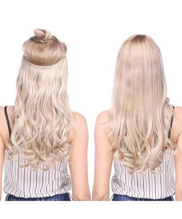 Silk-Co Adjustable Rubber Band Hair Extensions - Invisible Synthetic 60cm Blonde | Corrugated & Bleached for Women - Buy Online on GoSupps.com