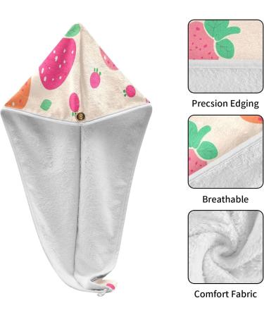 Pink Strawberry Hair Towel 2 Pack - Super Absorbent Quick-Dry Hair Turbans for Women & Girls - Buy Online on GoSupps.com