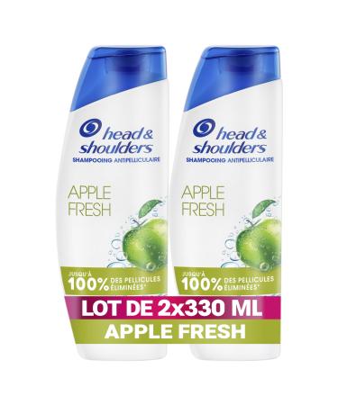 Head & Shoulders Apple Fresh Anti-Dandruff Shampoo 2x330ml; Daily Use; Clinically Proven to Eliminate Up to 100% of Dandruff; All Hair and Scalp Types