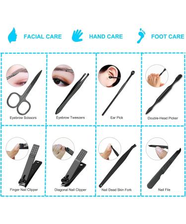 huanledaishu Nail Clippers 8 in 1 Manicure Set Stainless Steel Nail Grooming kit Professional Nail Clipper Kit Pedicure Kit Gift for Men Friends Family - Buy Online on GoSupps.com
