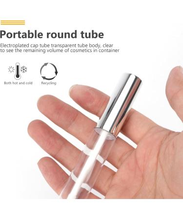 HOMSFOU Lot de 10 Tubes Circulaires Vides 10 Ml pour Gloss L vres Plastique Transparent Bouchon Argent lectroplaqu Emballage Rechargeable pour Maquillage Voyage et Usage Quotidien - Buy Online on GoSupps.com