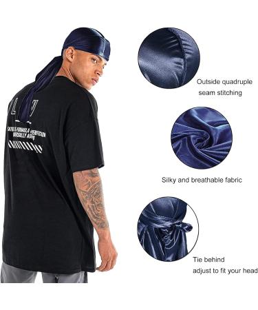 Furwabo Silky Durags & Wave Brush Kit Unisex Night Sleep Hat for 360 540 720 Waves - Blue - Buy Online on GoSupps.com