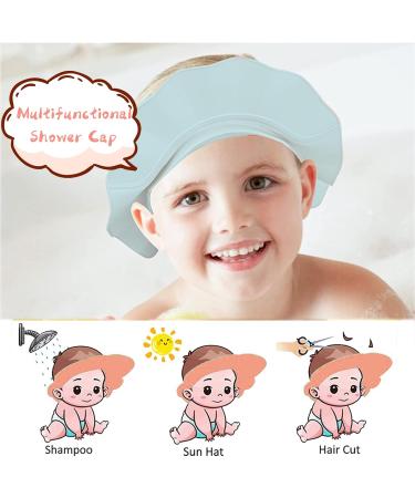 Baby Shower Cap Kids Shower Caps Shield Adjustable Hair Washing Shampoo Shield Baby Visor for Eyes Ears and Face (Blue a) - Buy Online on GoSupps.com