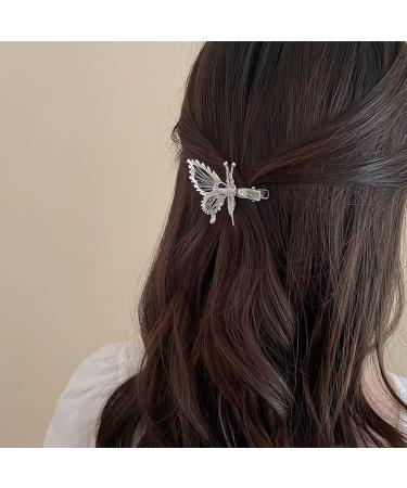 Yzurbu 6pcs Butterfly Hair Clips - 3D Metal Moving Wings Hair Barrettes for Women and Girls (Silver) - Buy Online on GoSupps.com