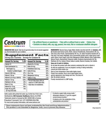 Centrum Multigummies Gummy Multivitamin for Adults - 180 Fruit Flavored Gummies - Buy Online on GoSupps.com