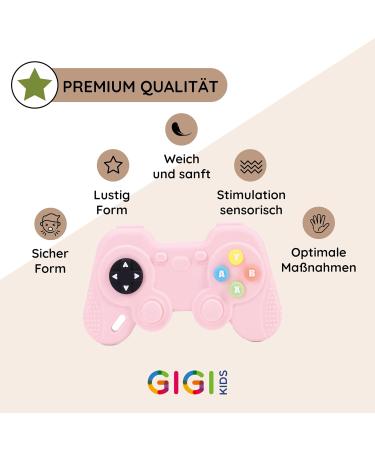 Gigi Kids Bite Rings for Babies - BPA-Free Silicone TV Remote & Gamepad - Safe Toys for 3 Months+ - Black & Pink Set - Buy Online on GoSupps.com