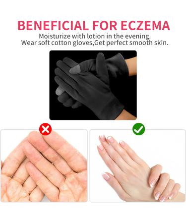 Dimeho 2 Pairs Moisturizing Gloves Touch Screen Cotton Spa Lotion Glove Overnight Bedtime Skin Care Gloves Eczema Glove for Dry Chapped Hands Women Beauty (White + Black) - Buy Online on GoSupps.com