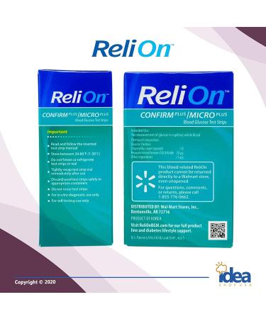 ReliOn Confirm Micro Blood Glucose Test Strips 50 Ct (2 Pack) Bundle + Exclusive Diabetes Care Guide - 100 Count - Buy Online on GoSupps.com