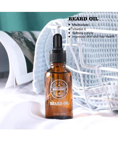 Beard Grooming Kit - 8Pcs Travel Set for Men with Beard Wash, Conditioner, Oil, Balm, Brush, Scissors | Holiday Gift Set - Buy Online on GoSupps.com