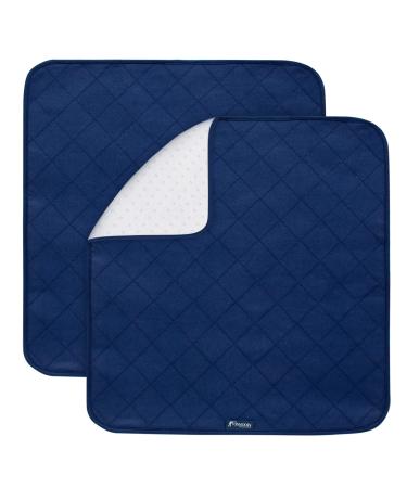 Waterproof Incontinence Chair Pads 2 Pack Non Slip Absorbent Pads 22" x 21" Wheelchair Reusable Seat Pads Cover Washable Nursery Pee Pad Seat Protector - Navy Navy 1 Count (Pack of 2)