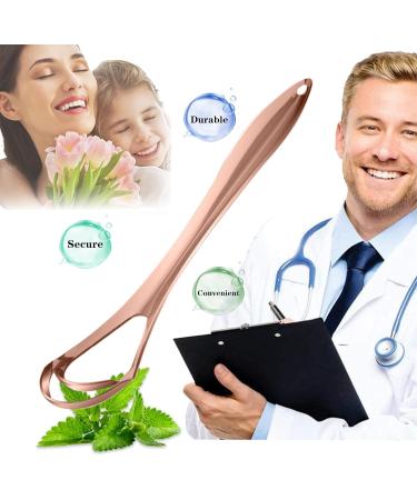 Stainless Steel Tongue Scrapers - 2 Pack Metal Cleaners for Fresh Breath | Rose Gold Tongue Cleaner for Adults & Kids - Buy Online on GoSupps.com