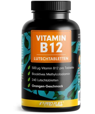 Vitamin B12 sucking tablets 240x orange 500 g active methylcobalamine B12 per tablet delicious taste vegan & high dose B12 tablets for sucking without adding sugar sweetened with xylitol orange - 1x 240 tablets