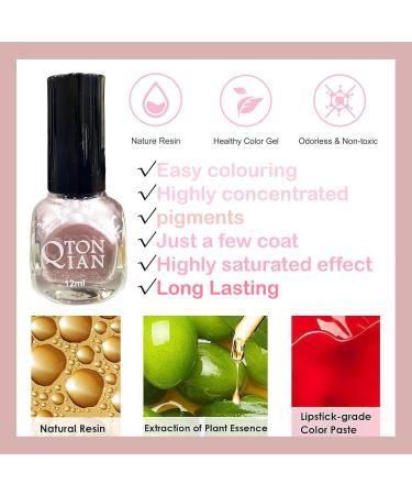 Pink Nail Polish Shimmer Champagne Pink Nail Varnish Long-lasting Quick Dry Nail Polish Low Odor Without UV Lamp Non-Toxic Formula Breathable For Woman Home DIY Nail Art Gift 04 - Buy Online on GoSupps.com