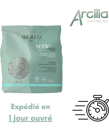 (ARCILIA) Argiletz - Green Clay Superfine Powder 1 Kg - clay bath cure poultices plasters organic French clay my - Buy Online on GoSupps.com