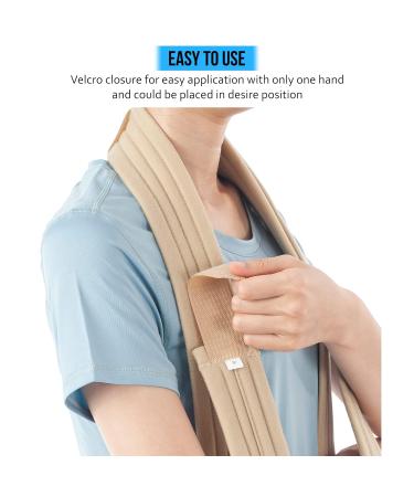 Adjustable Arm Sling Neck Support - Collar & Cuff - X-Large Beige for Men and Women | Injured Wrist Hand Elbow Relief | Includes Mesh Laundry Bag - Buy Online on GoSupps.com