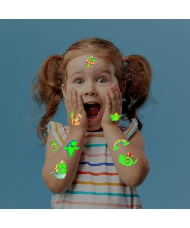 Glow in Dark Temporary Tattoos for Kids - Luminous Cartoon Stickers, Ideal Party Favors and Birthday Gifts - Boys and Girls Party Supplies - Buy Online on GoSupps.com
