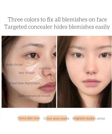 Tri-Color Concealer Cream Palette 3 in 1 Complete Concealer Contour Palette for Contouring and Brightening Waterproof for Under Eye Circles Dark Circles and Acne Marks - Buy Online on GoSupps.com