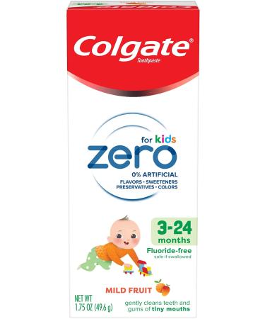 Colgate Zero Baby and Toddler Training Toothpaste, Fluoride Free & SLS Free, Natural Mild Fruit - 1.75 Ounce Toothpaste 1.75 Ounce (Pack of 1)