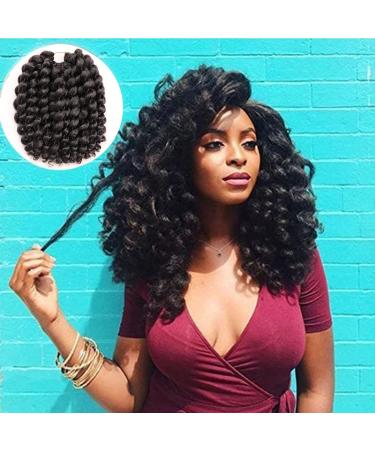 10 Inch 22 Strands 4 Packs Jumpy Wand Curls Crochet Hair Jamaican Bounce Crochet Hair Curly Crochet Braids Curly Crochet Hair Crochet Braiding Hair (10 Inch (Pack of 4), #1B) 10 Inch (Pack of 4) #1B