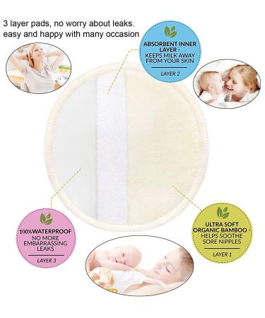 12pcs Bamboo Nursing Breast Pads w/ Laundry Bag - Contoured Leak-Proof Breastfeeding Nipple Pad for Maternity, Reusable Nipple Covers for Breastfeeding - Pastel Touch, 4.5 inch - Buy Online on GoSupps.com