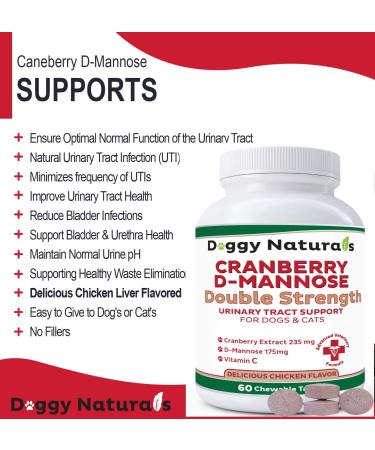 Cranberry D-Mannose for Dogs and Cats | UTI & Bladder Support | Kidney Health | Antioxidant | 60 Tablets - Buy Online on GoSupps.com