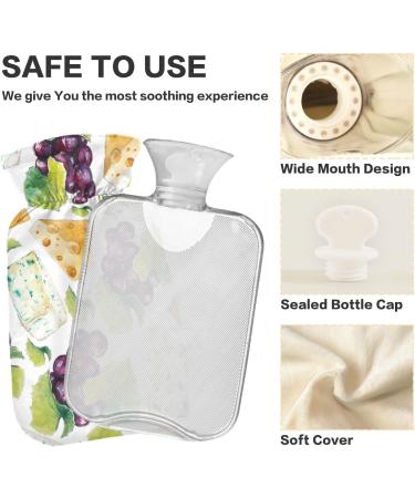 NAANLE Watercolor Cheese Grapes Hot Water Bottle - 1L Transparent Bed & Body Warmer for Pain Relief & Heat Therapy - Buy Online on GoSupps.com