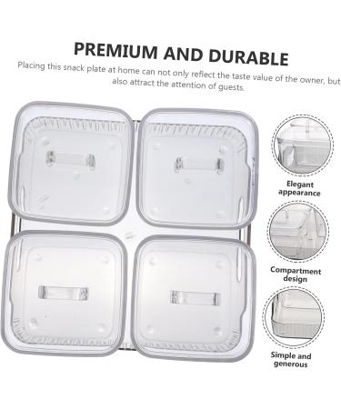 MAGICLULU Cookies Case 1 Set Four Grid Fruit Plate Storage Box Light Luxury Plastic Tray Grey 21X21X8CM - Buy Online on GoSupps.com