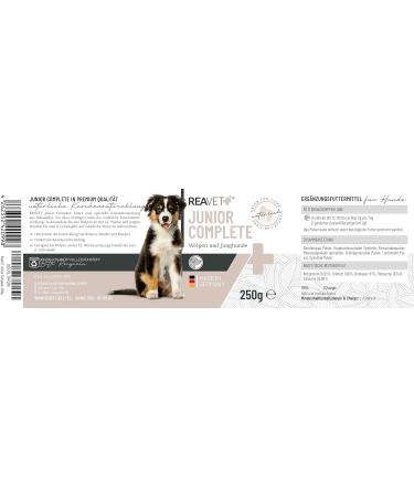 ReaVET Junior Complete for Dogs 250g - Natural Bone Development for Puppies and Young Dogs - Supplement for tendons ligaments bones dental development - Buy Online on GoSupps.com