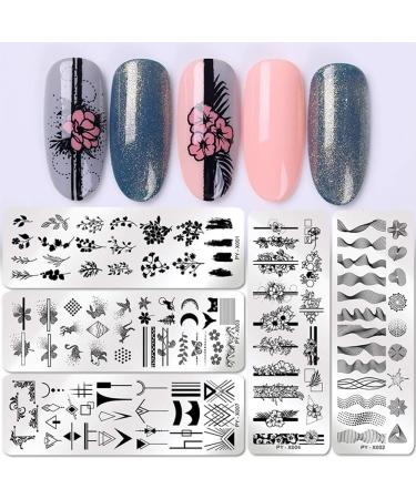 Riveryy 12 Pcs Nail Stamping Template Set - Geometry Animal & Flower Patterns for DIY Nail Art Decoration - Buy Online on GoSupps.com