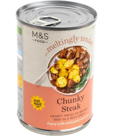 M&S Marks & Spencer Tinned Chunky Steak Hearty Pieces of British Beef in a Rich Gravy - 2 x 400g - Buy Online on GoSupps.com