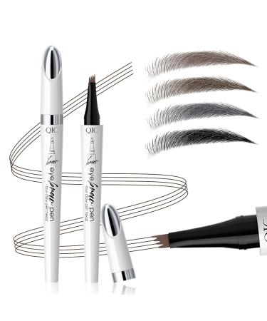 Microblading Eyebrow Pen Magic Eyebrow Pencil Waterproof 3D Microblade Eyebrow Pen with 4 Fork Tip 2024 Upgrade Long-Lasting Natural Makeup Eyebrow Pencil for Women Girls Light Brown