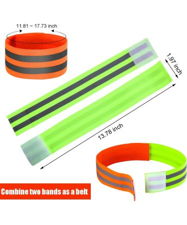 16-Piece High Visibility Reflective Bands for Wrist, Arm, Ankle & Leg - Safety Gear for Night Walking, Cycling & Running - Green & Orange - Buy Online on GoSupps.com