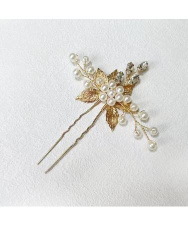 JUSTUSNX Gold Bride Wedding Headpiece Pearl Hair Pins Accessories Bridal Crystal Flower Hair Pieces for Women and Girls - Buy Online on GoSupps.com