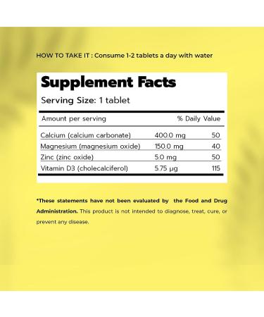 Health Pyramid Calcium Magnesium Zinc with Vitamin D3 - 100 Vegan Tablets for Strong Bones, Teeth, Nerve & Muscle Health - Buy Online on GoSupps.com