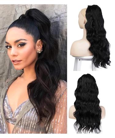 Pferdeschwanz hair part clip extension with cord strain long hair extension extension wig natural black afro curly ponytail for braid 1b/approx. 66cm vd063a 66.04 cm (1 Pack) black