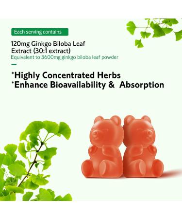 2 Pack Ginkgo Biloba Gummies for Women and Men Brain Supplement Improve Better Mood and Focus Vegan Mixed Berry Flavor 120 Count 60 Count (Pack of 2) - Buy Online on GoSupps.com