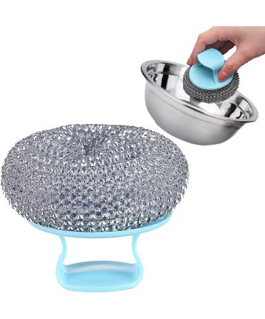 Wool Scrubber - Steel Scouring Pad | Kitchen Cleaning Tool | Wire Cleaning Ball Utensil Scrubber | Steel Wool Scrubber with Handle for Pots Pans Ovens Oven Racks Sinks Baking Trays Grills Silver - Buy Online on GoSupps.com