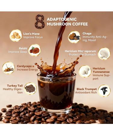Deepure Organic Instant Mushroom Coffee Powder - Lion's Mane Cordyceps Blend for Sustained Energy & Enhanced Focus with Reishi Extract Support Digestive Wellness and Smooth Non-Bitter Taste 20 Sticks - Buy Online on GoSupps.com