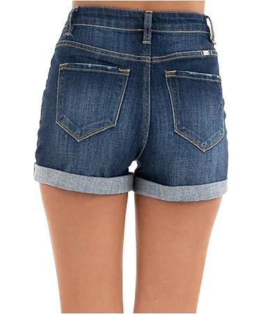 High-Waist Navy Medium Women's Slim Fit Bell Bottom Shorts Jeans - Buy Online on GoSupps.com