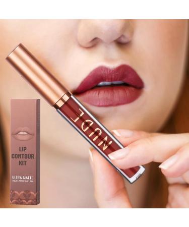 Lip Liner and Lipstick Set | Velvet Lip Liner Highly Pigmented Matte Lip Gloss Long Lasting Waterproof Lip Gloss Makeup Gift Set for Girls Pewell - Buy Online on GoSupps.com
