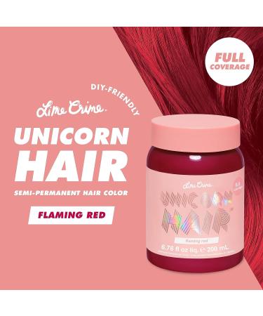 Lime Crime Unicorn Hair Dye - Flaming Red (Fire Red) | Vegan & Cruelty-Free Semi-Permanent Color | Moisturizing Formula with Citrus Vanilla Scent - Buy Online on GoSupps.com