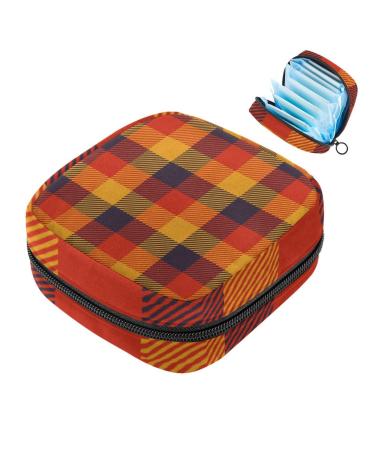 Portable women's binding-storage bags menstrual cup pocket female menstrual pads bags for teenage girls tampons for the first period checkered orange
