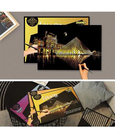 Rainbow Scratch Paper Sketch Pads - DIY Night View Scratchboard for Adults & Teens - Creative Gift Set with 2 Packs, Pen, and Clean Brush - 16 x 11.2 - Paris/Louvre - Buy Online on GoSupps.com
