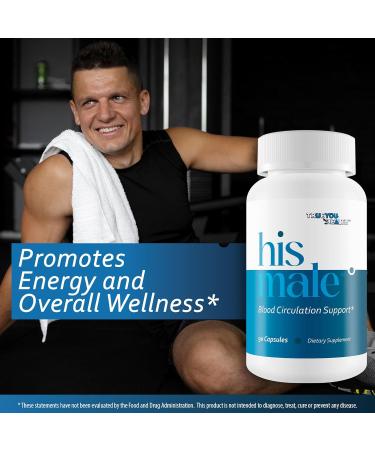 His Male - Our Best Blood Circulation Support Supplement - Advanced Blood Flow Supplement for Men - Increase Blood Flow Blood Circulation Supplements for Poor Circulation - HIMS Male Blood Flow - Buy Online on GoSupps.com