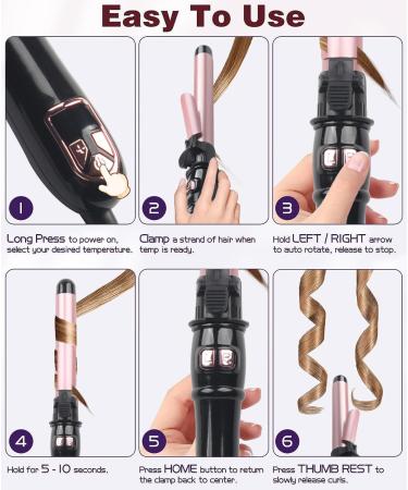 Aibeau 28MM Automatic Rotating Hair Curler with LCD Display - Large Barrel Beach Hair Waver Curling Wand for Waves and Curls - 1H Auto Off - Perfect Gift for Women - Buy Online on GoSupps.com