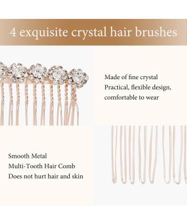 4 Pack Luxury Jeweled Rhinestone Hair Combs - Glitter Sparkly Metal Clips for Women - Buy Online on GoSupps.com