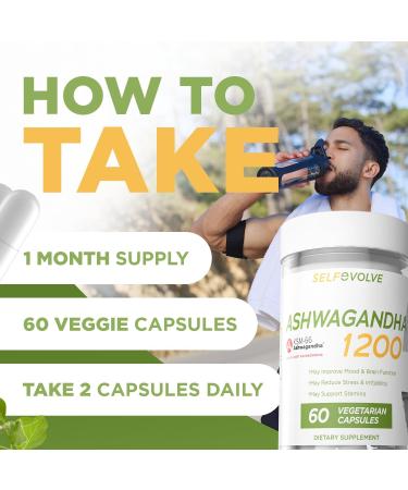 selfevolve Stress Relief Ashwagandha KSM-66 Supports Occasional Stress Relief Dietary Supplement Capsules 1 Month Supply - Buy Online on GoSupps.com