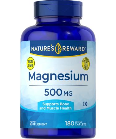 Magnesium Supplement - 500mg - 180 Count - Vegetarian Non-GMO & Gluten Free Formula - by Nature's Reward