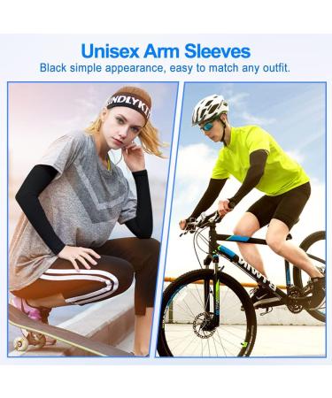 Siyingsaery UV Protection Arm Sleeves - 2 Pairs Black Slide-Resistant Elastic Sun Protection for Men & Women - Anti-UV Arm Protectors for Running & Basketball - Buy Online on GoSupps.com